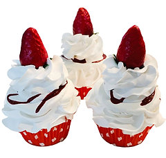 (3) Strawberry Shortcake Fake Cupcakes 3.5"x 5"