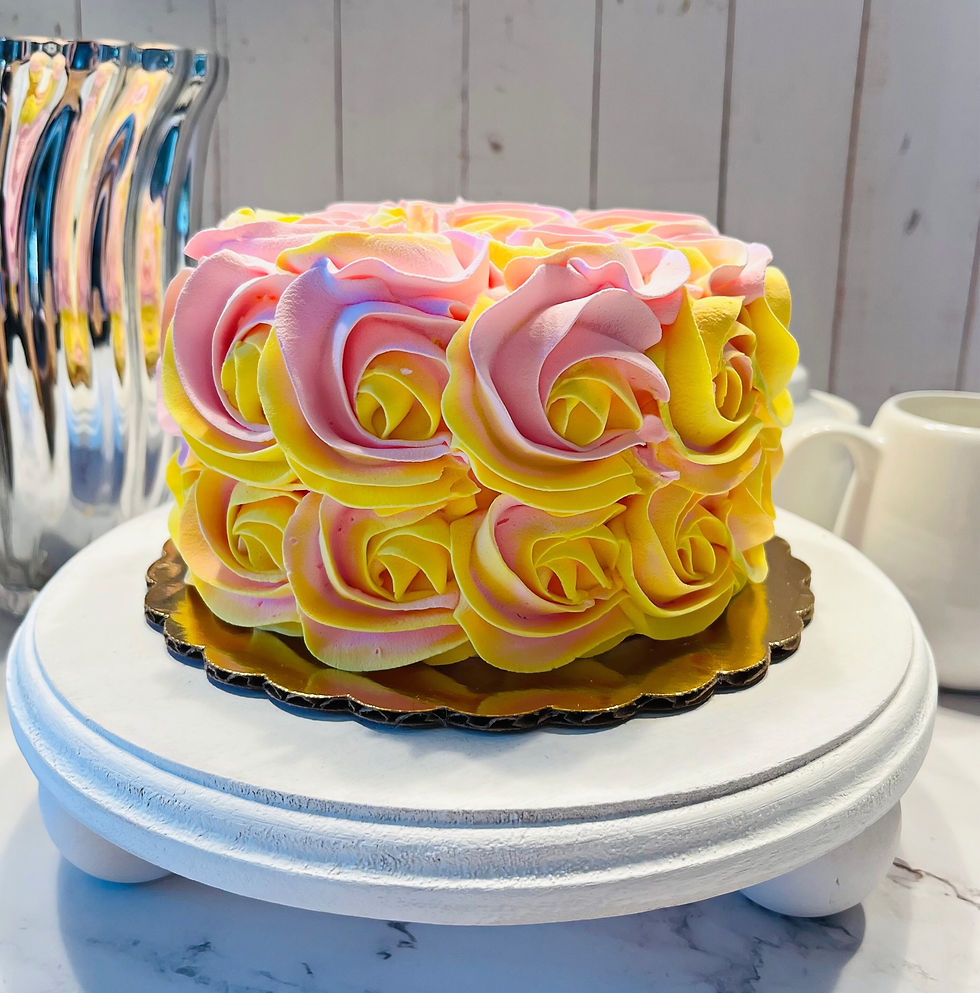 Dezicakes Fake Cake Yellow Pink Rosette Cake