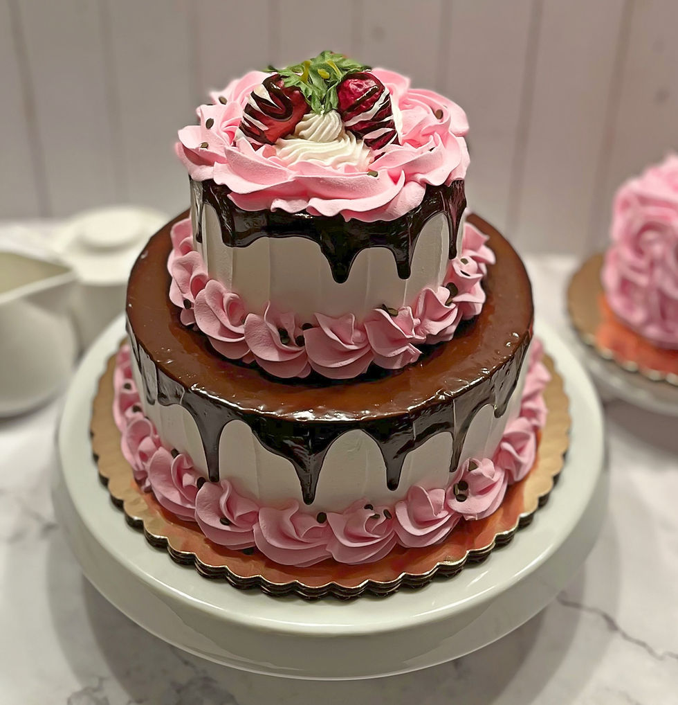 Thumbnail: Two Tier Pink Chocolate Drizzle Fake Cake (9"x 7")