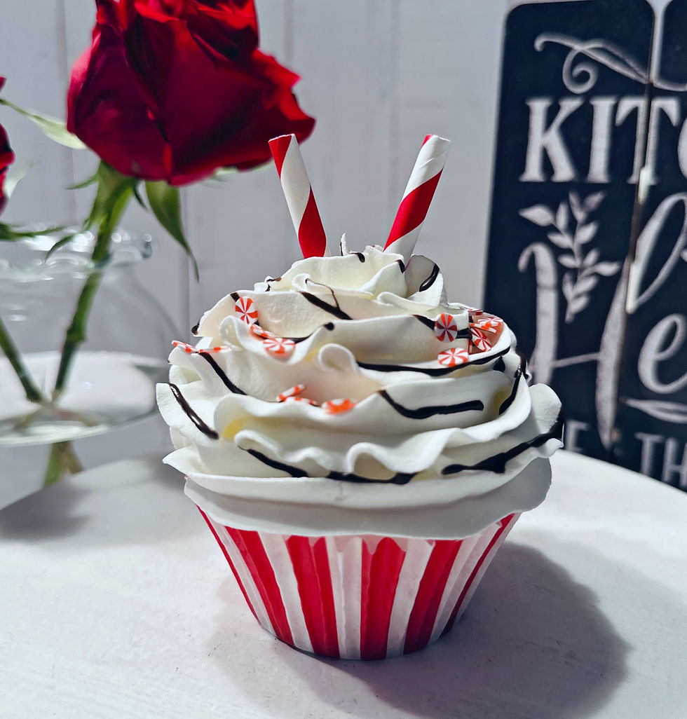 Thumbnail: (3) Peppermint  Christmas Cream Fake Cupcakes 3.5"x4.5"