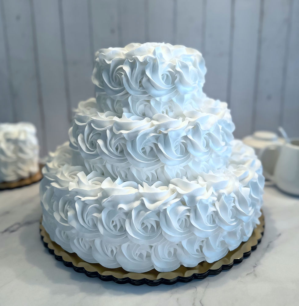 Thumbnail: Big Fat Three Tier White Rosette Fake Wedding Cake (13"x10")