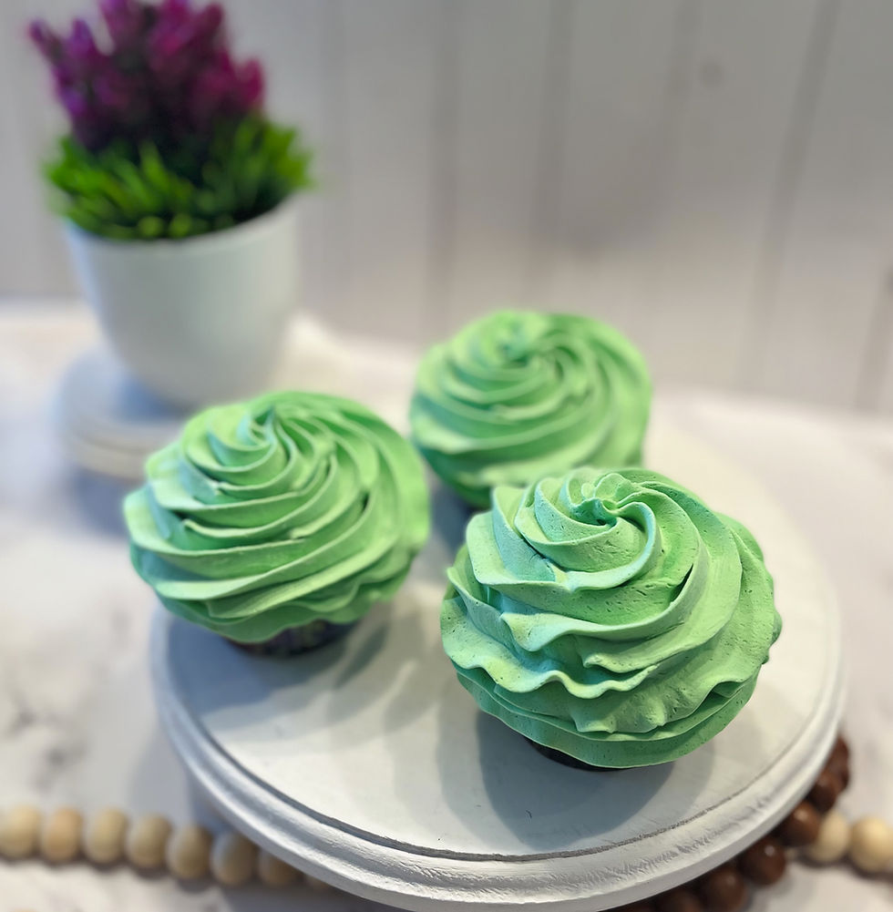 Thumbnail: (3) Green Mary Jane Fake Cupcakes 3.5"x3.5"