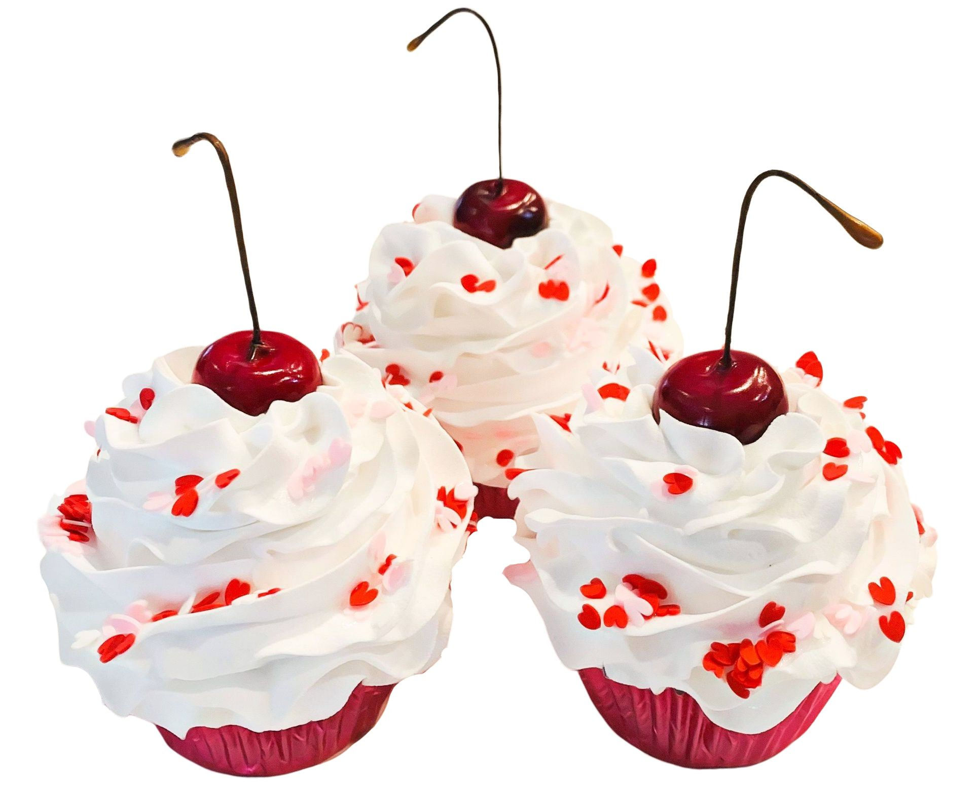 (3) Valentine Fake Cupcakes 3.5"x5"