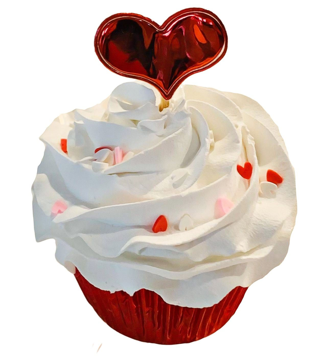 Metallic Red Valentine Heart Fake Cupcake