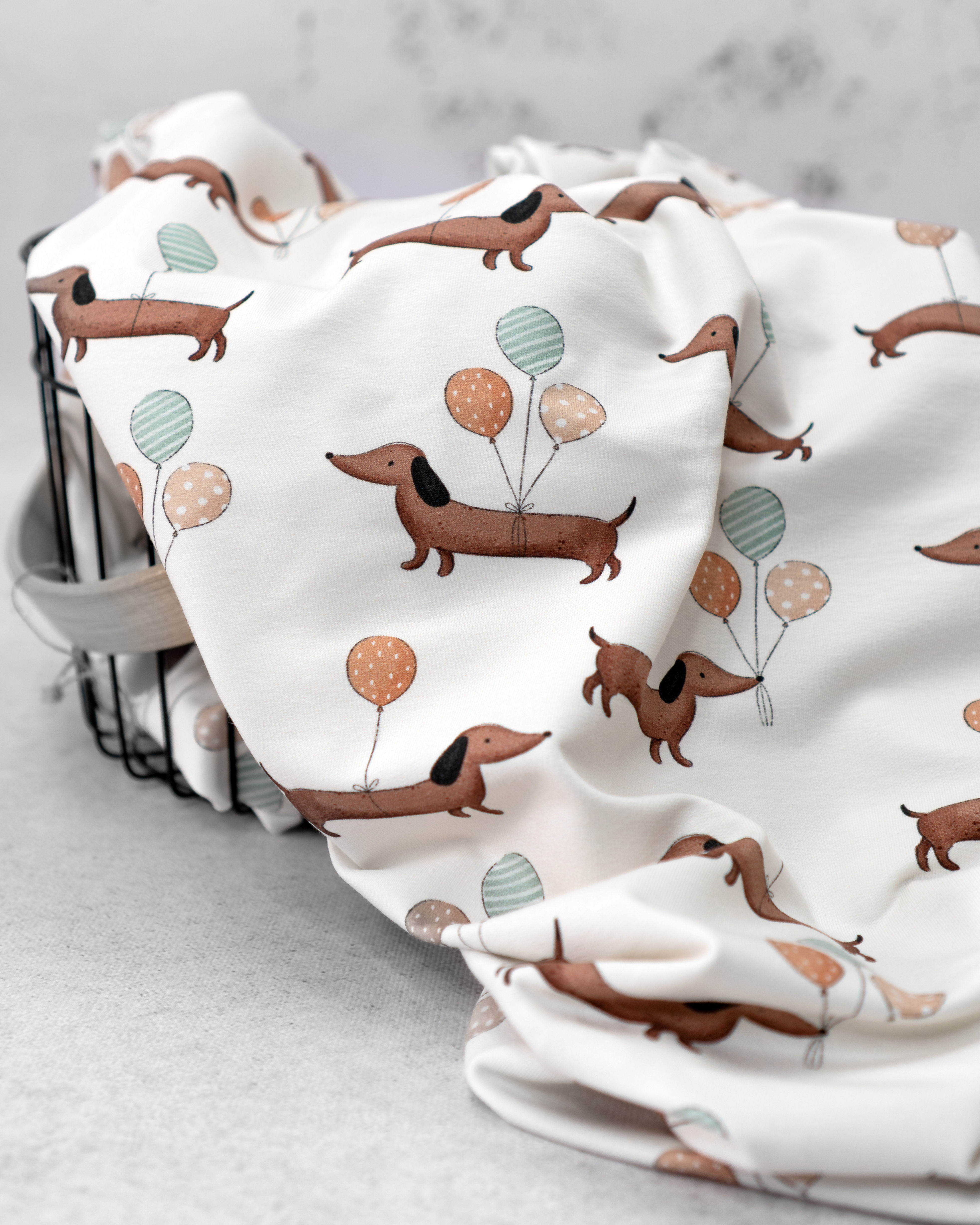 Dackel mit Luftballons- French Terry