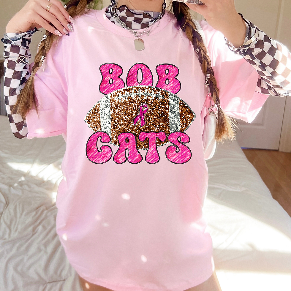 BOBCATS FAUX GLITTER PINK OUT