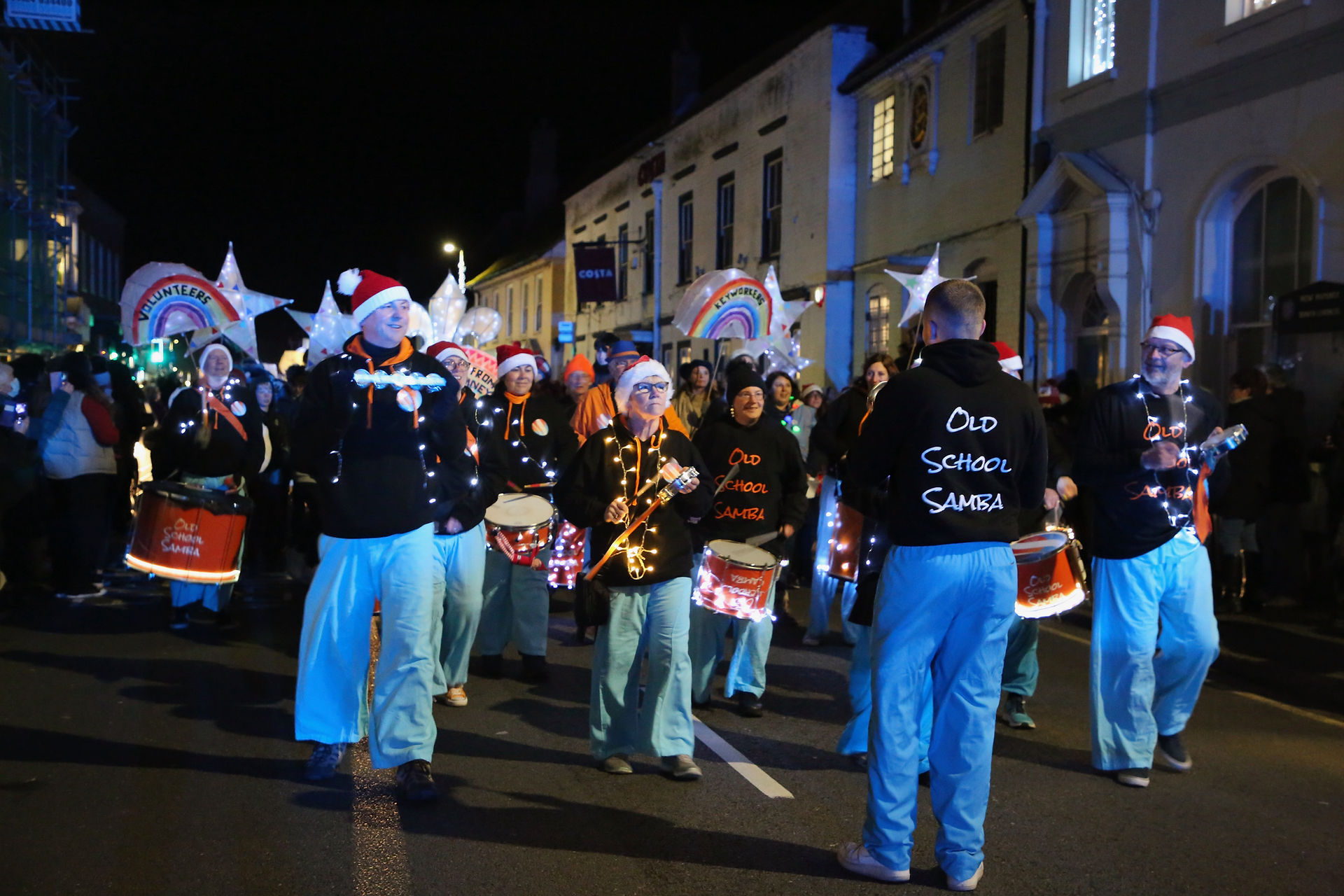Old School Samba drummers at the Light Up New Romney event in Kent