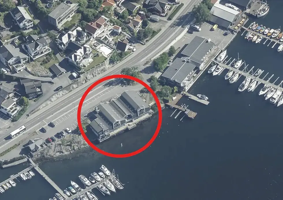 flyfoto Huvik Brygge