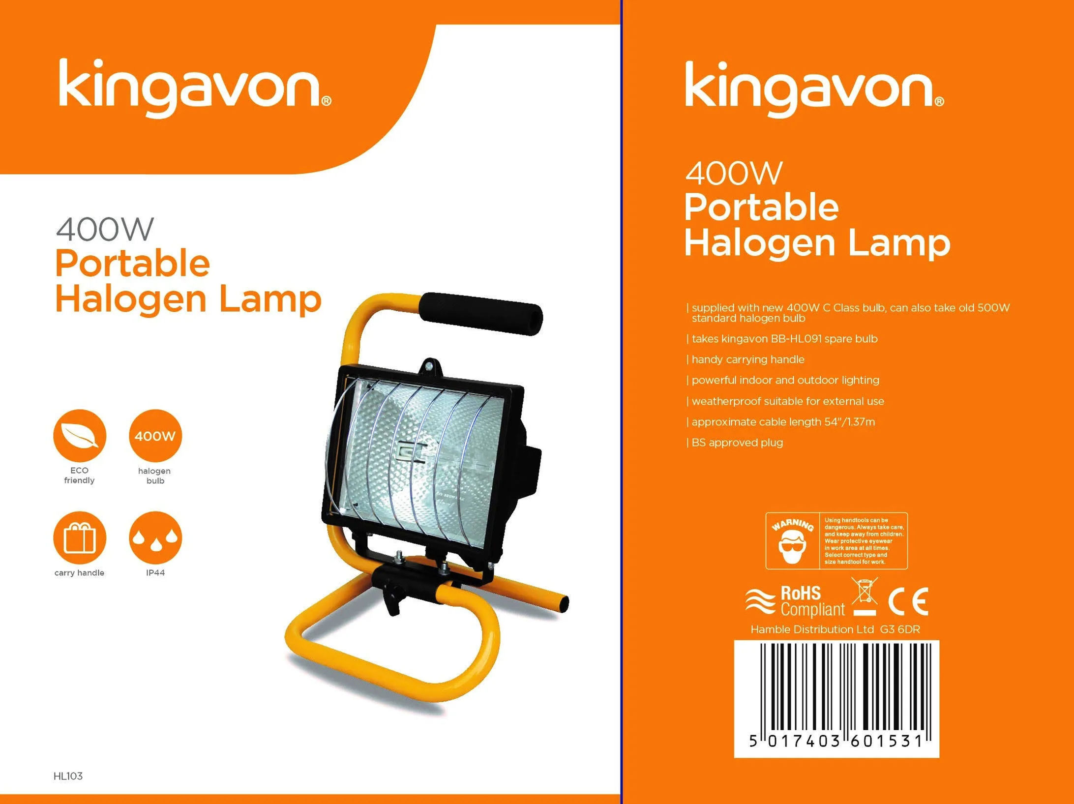 Kingavon Portable 400w Halogen Worklight HL103