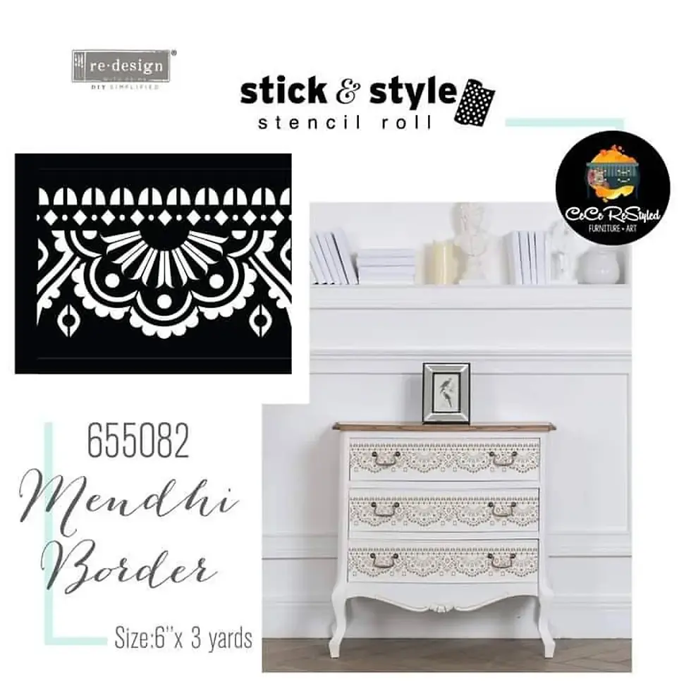 Miniature : Mendhi border, pochoir adhésif Stick &amp; Style Redesign