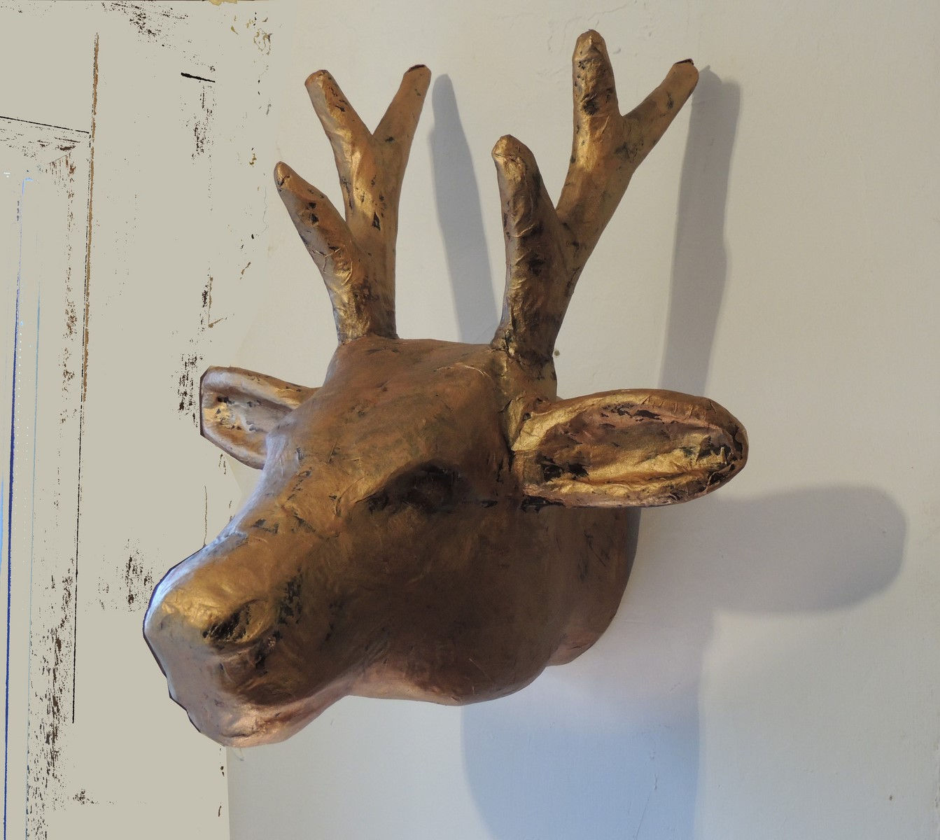 Trophée de chevreuil  patine cuivre