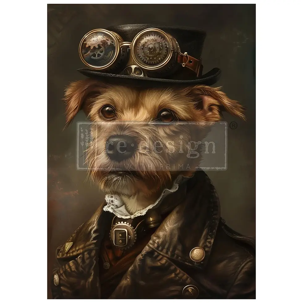 Gear Hound, Decoupage Fiber Paper A1, Redesign with Prima