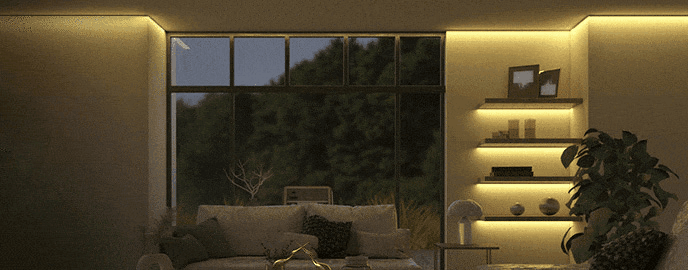 Una escena de iluminación es crear un ambiente agradable con las luces.