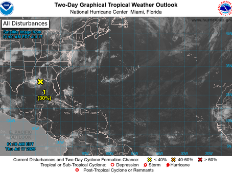 Amenaza de inundaciones en el sureste de Louisiana por lluvias tropicales provenientes del Golfo
