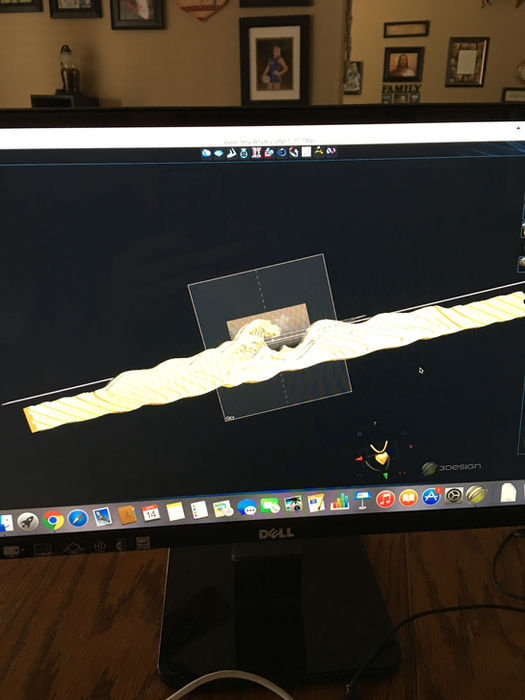 3D model design on computer screen