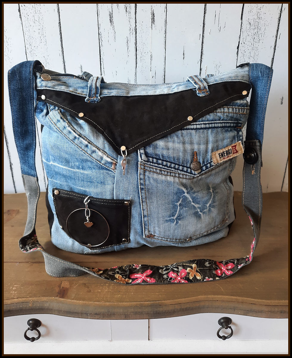 Miniaturbild: NEW`23 DENIM Handmade Jeanstasche Upcycling Damen Tasche Jeans Unika