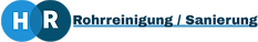 Firmenlogo HR Rohrreinigung / Sanierung in Blau und Dunkelblau.