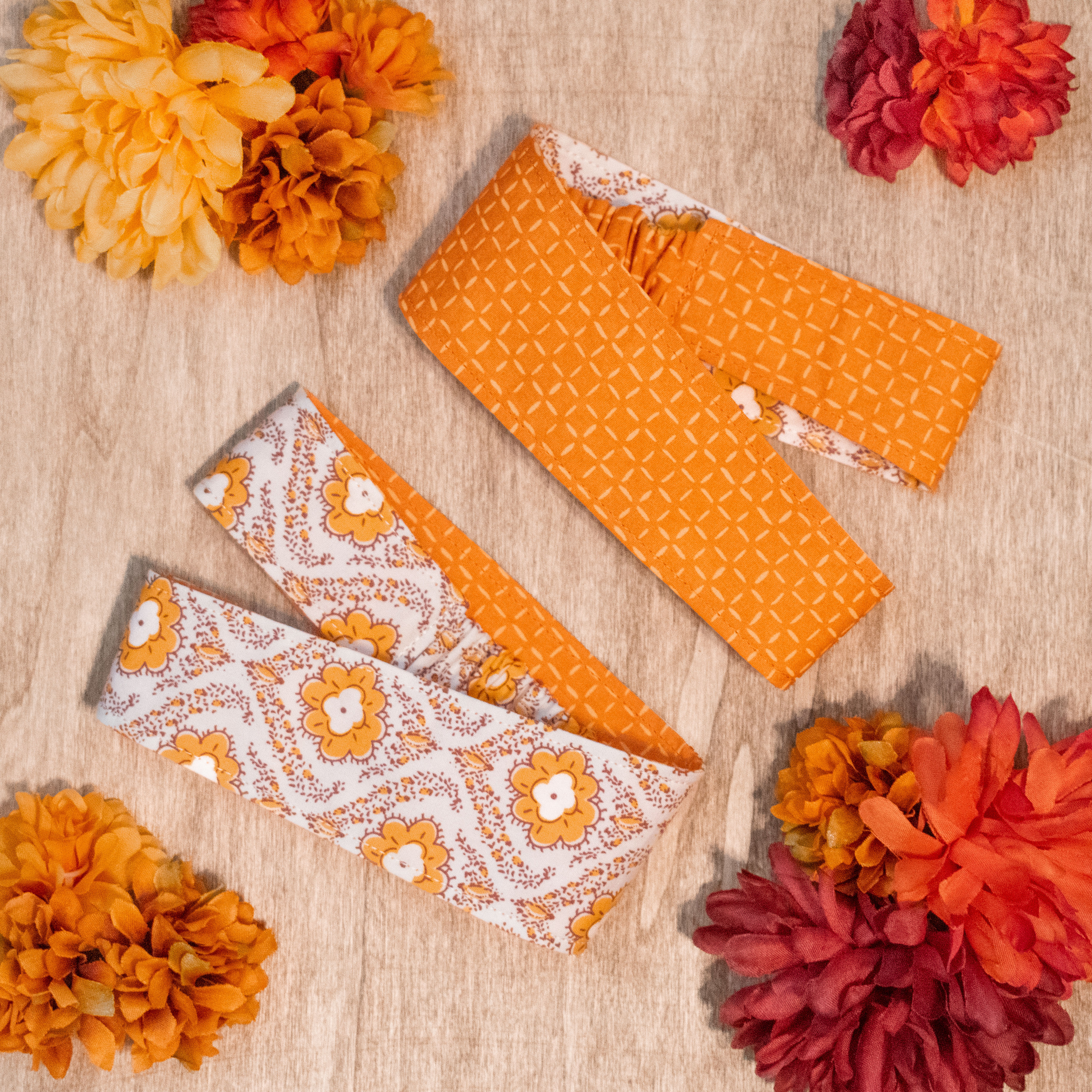 Orange Florets Reversible Headband
