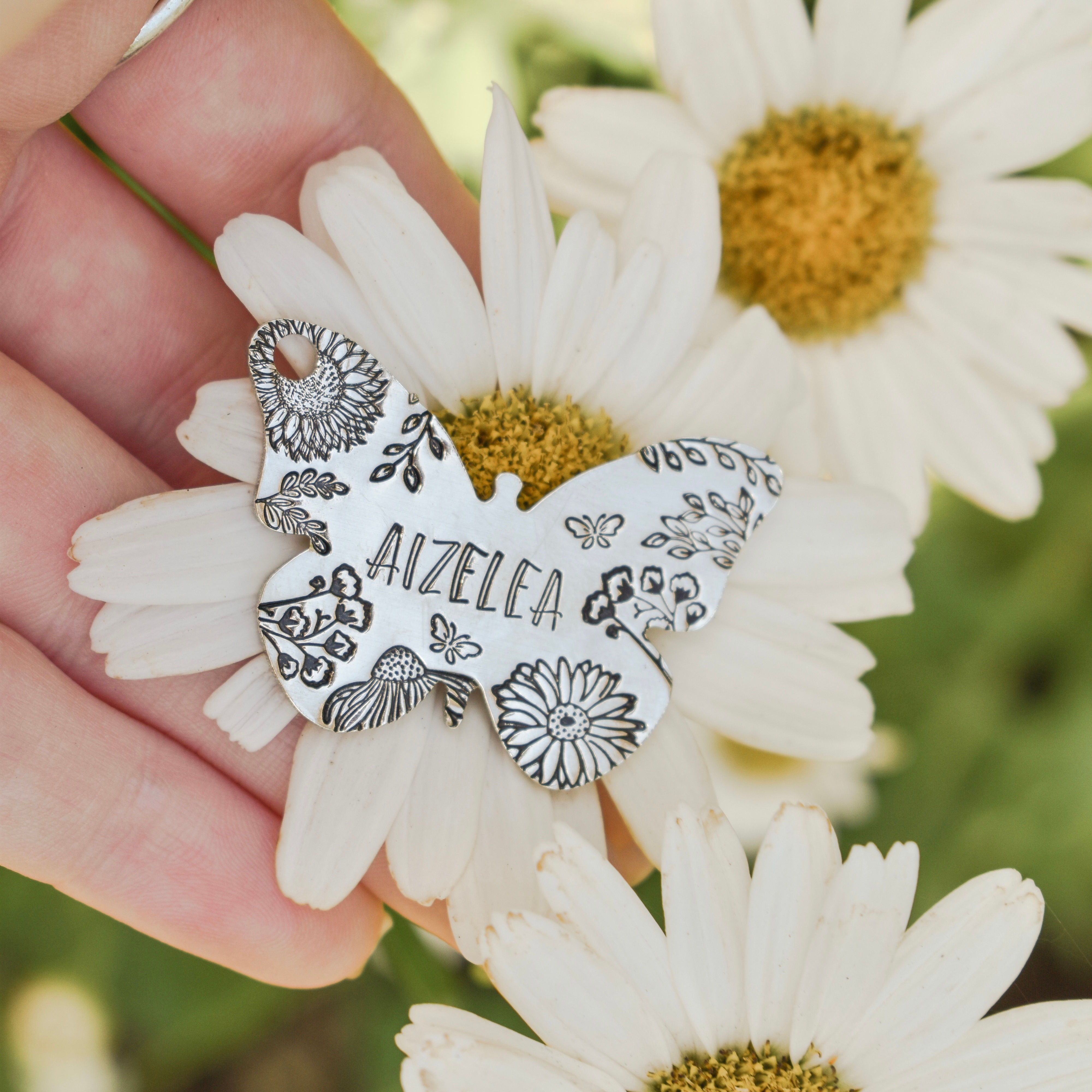 Fancy Floral Butterfly Pet ID Tag