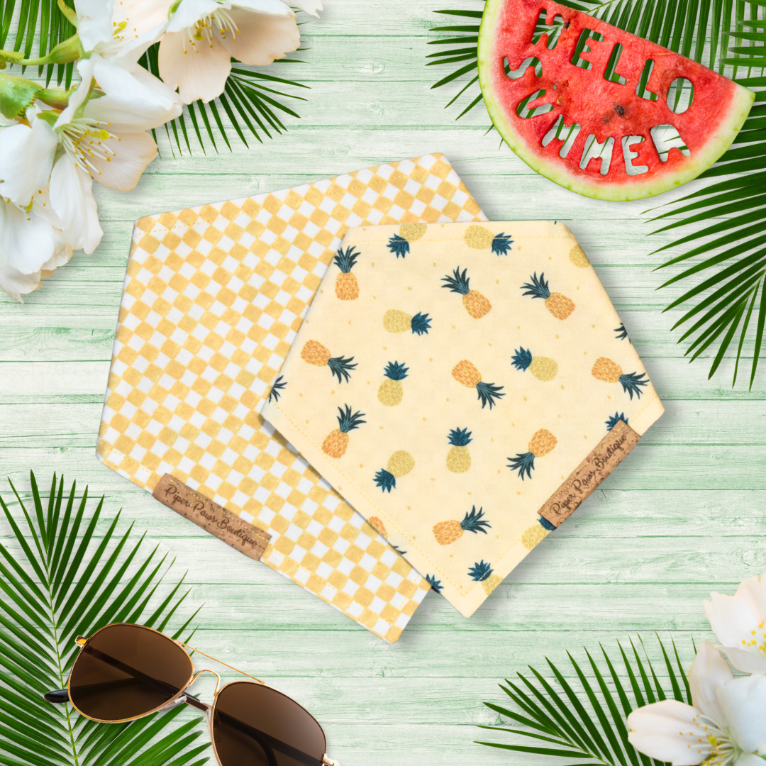 Pineapple Checks Reversible Bandana