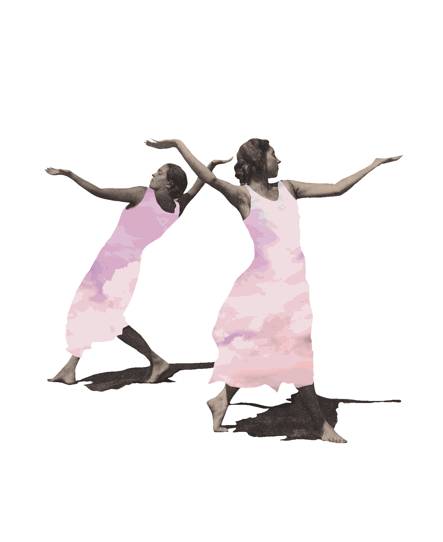 GIF of women dancing. Their dresses symbolize emotional healing and creative expression with body-mind therapy