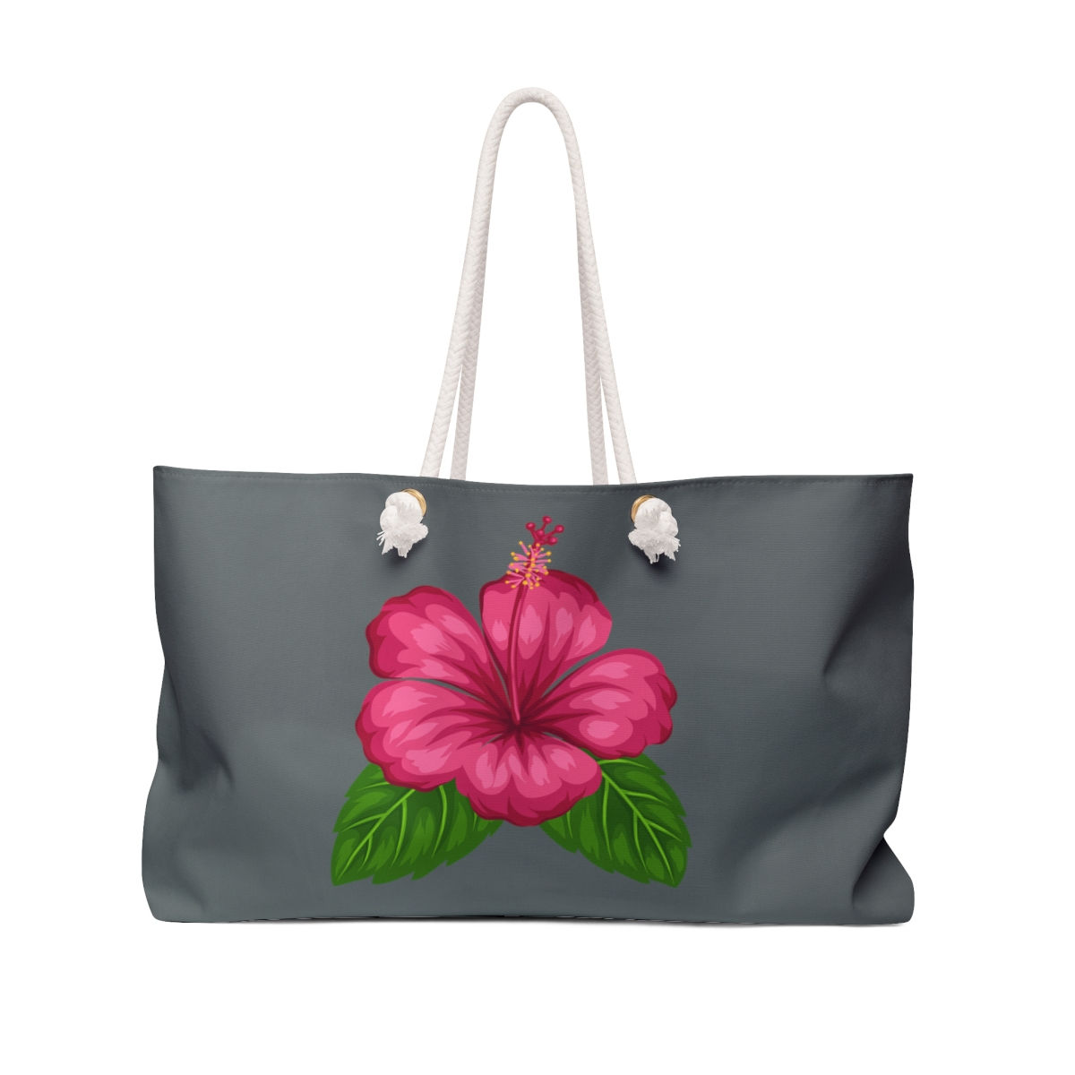 Weekender Bag in Hibiscus in Dark Grey