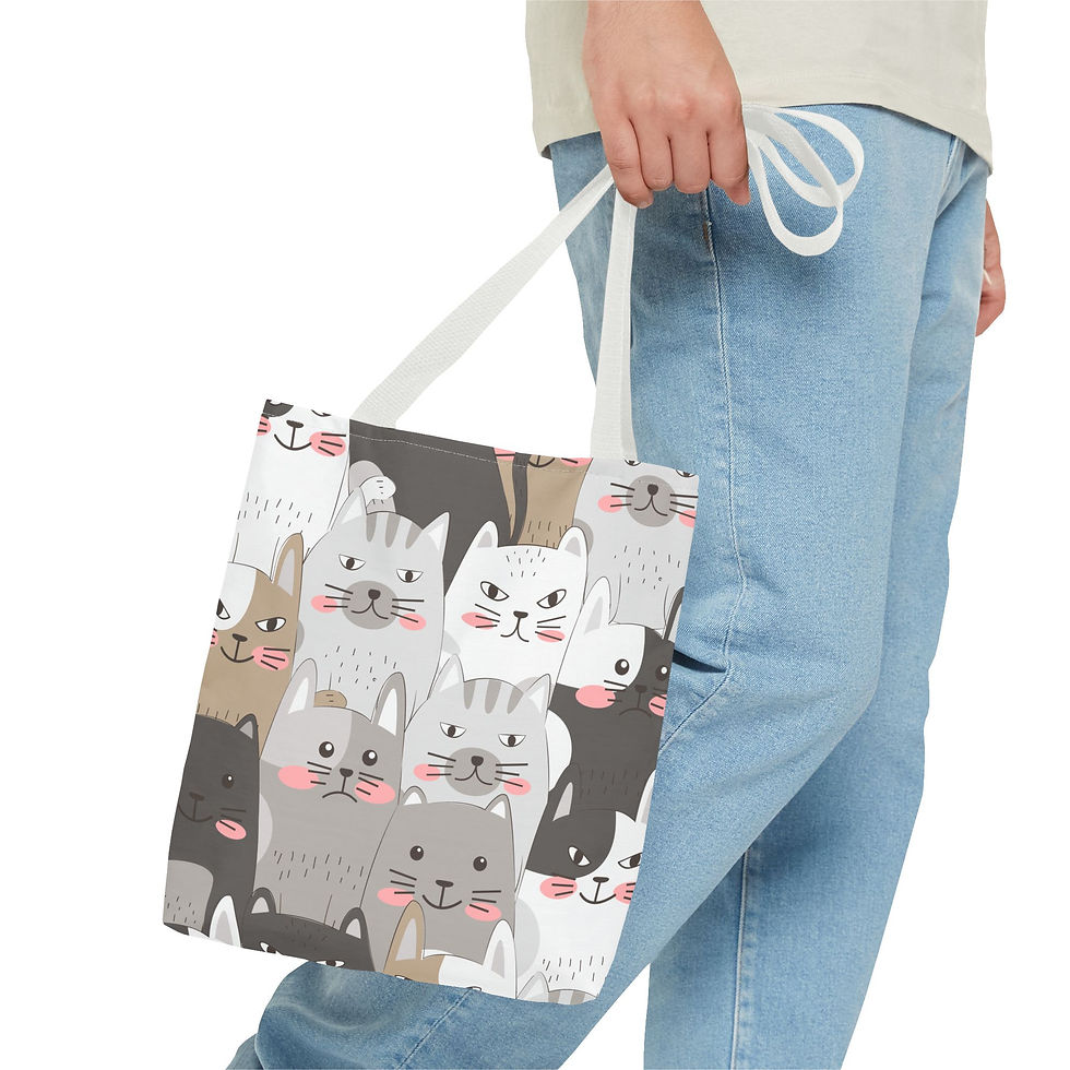Thumbnail: Cute Cat Print Tote Bag for Cat Lovers | Stylish & Durable Canvas Bag