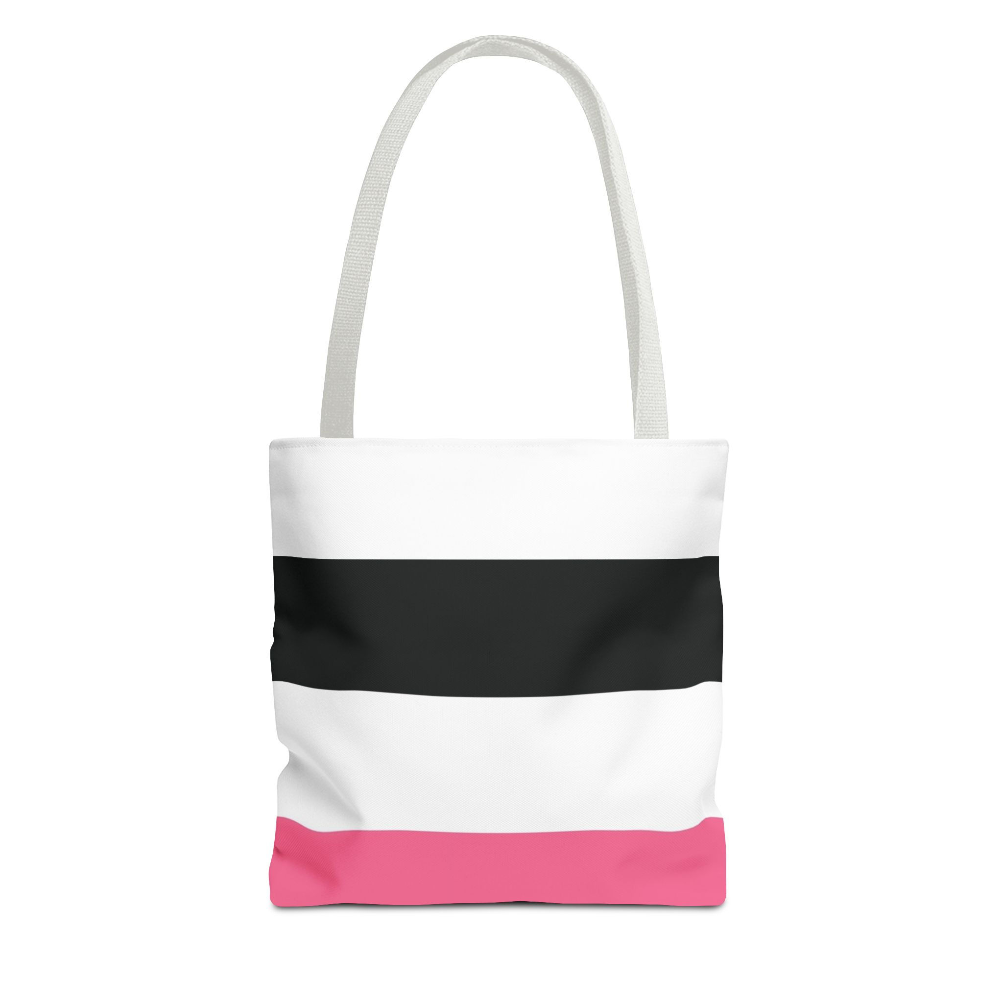 Tote Bag in Black, White, and Pink Stripes