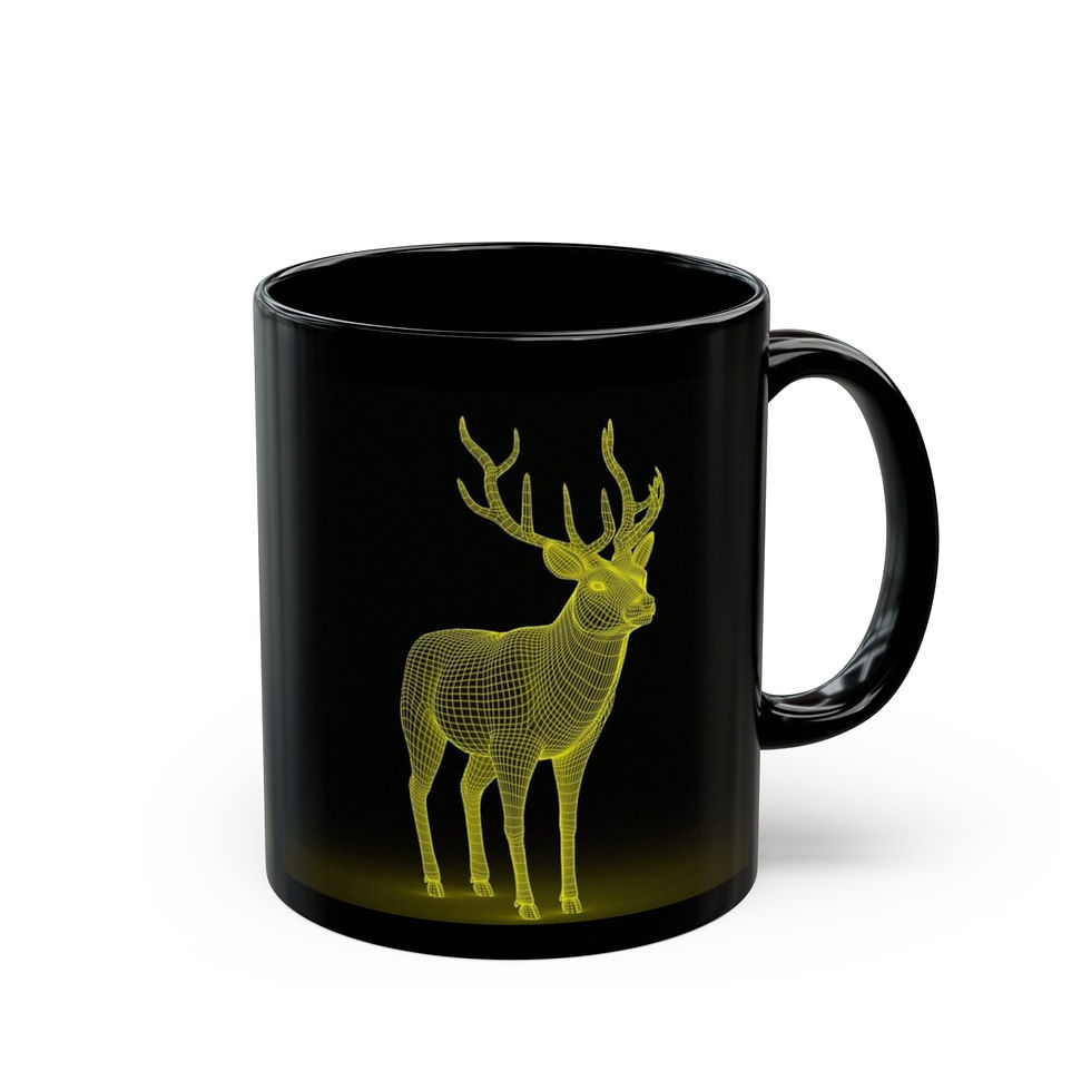 Thumbnail: 11oz Black Mug Deer in Gold