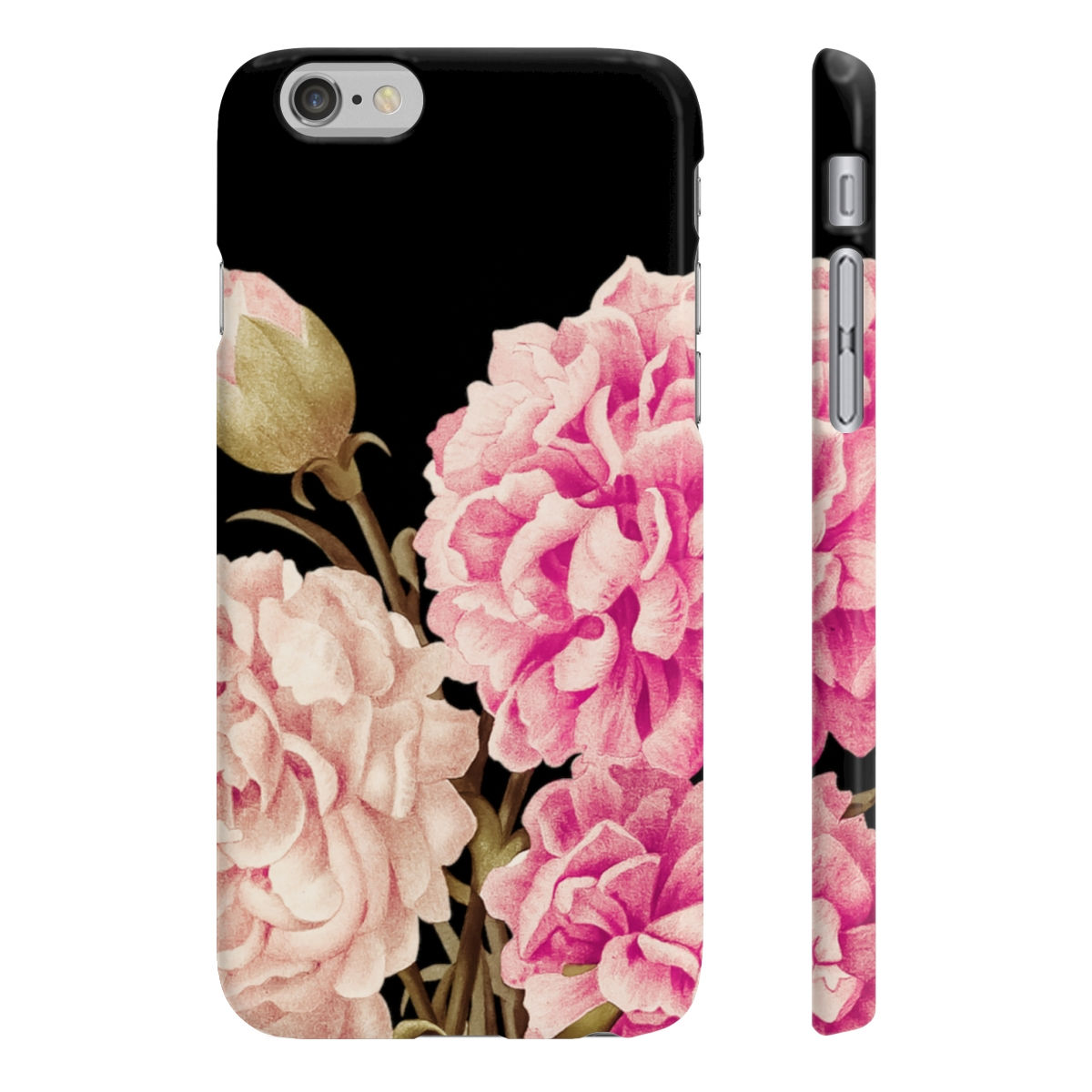 Slim Phone Cases flowers on Black