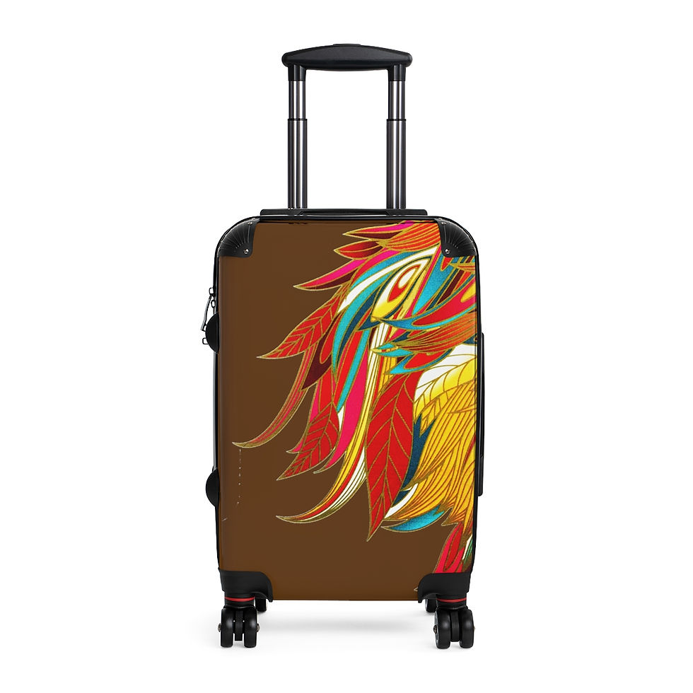 Suitcase Colored Feathers in Brown