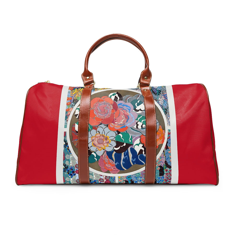 Thumbnail: Waterproof Flower Art Deco Bag in Dark Red