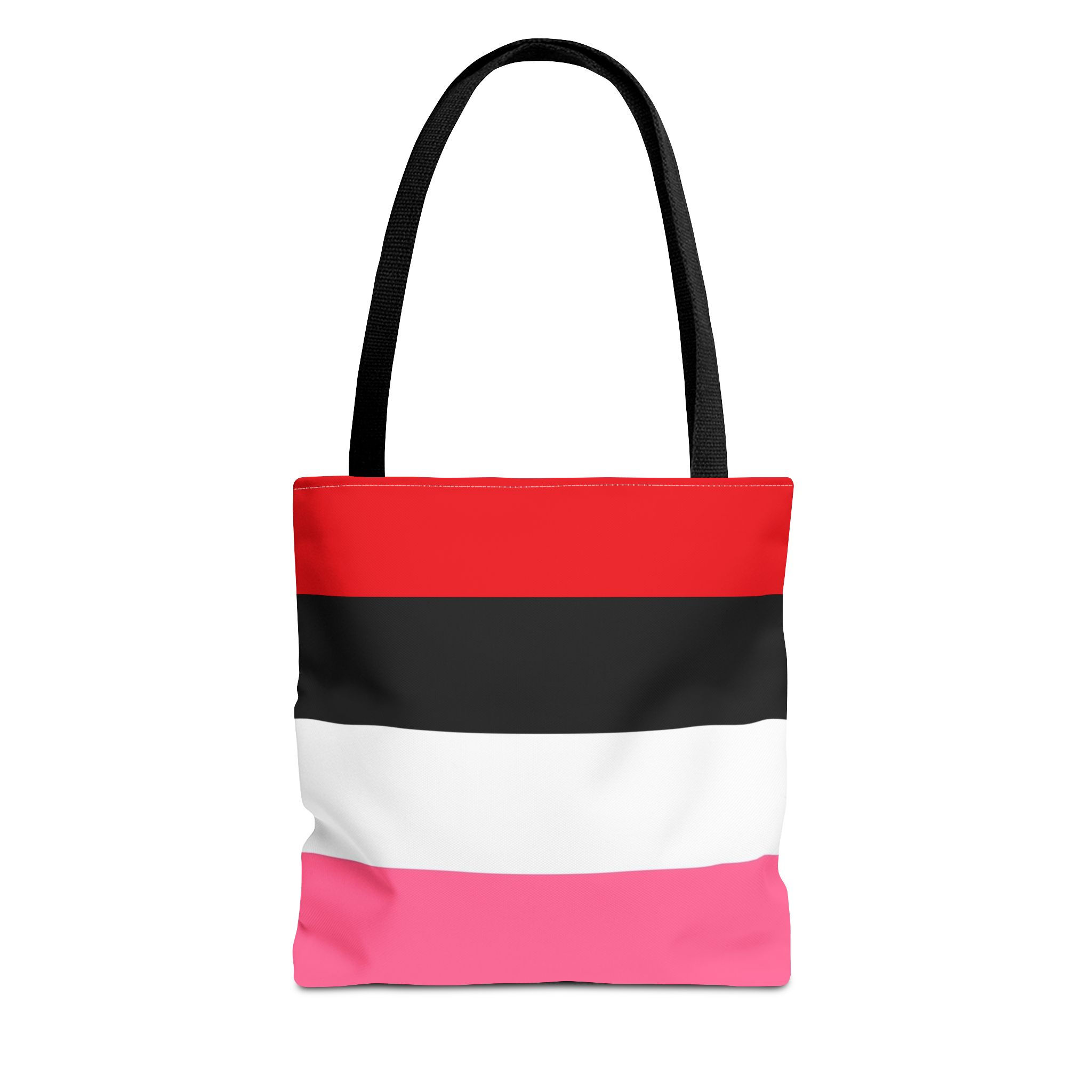Tote Bag in Pink, White, Black, and Red Stripes