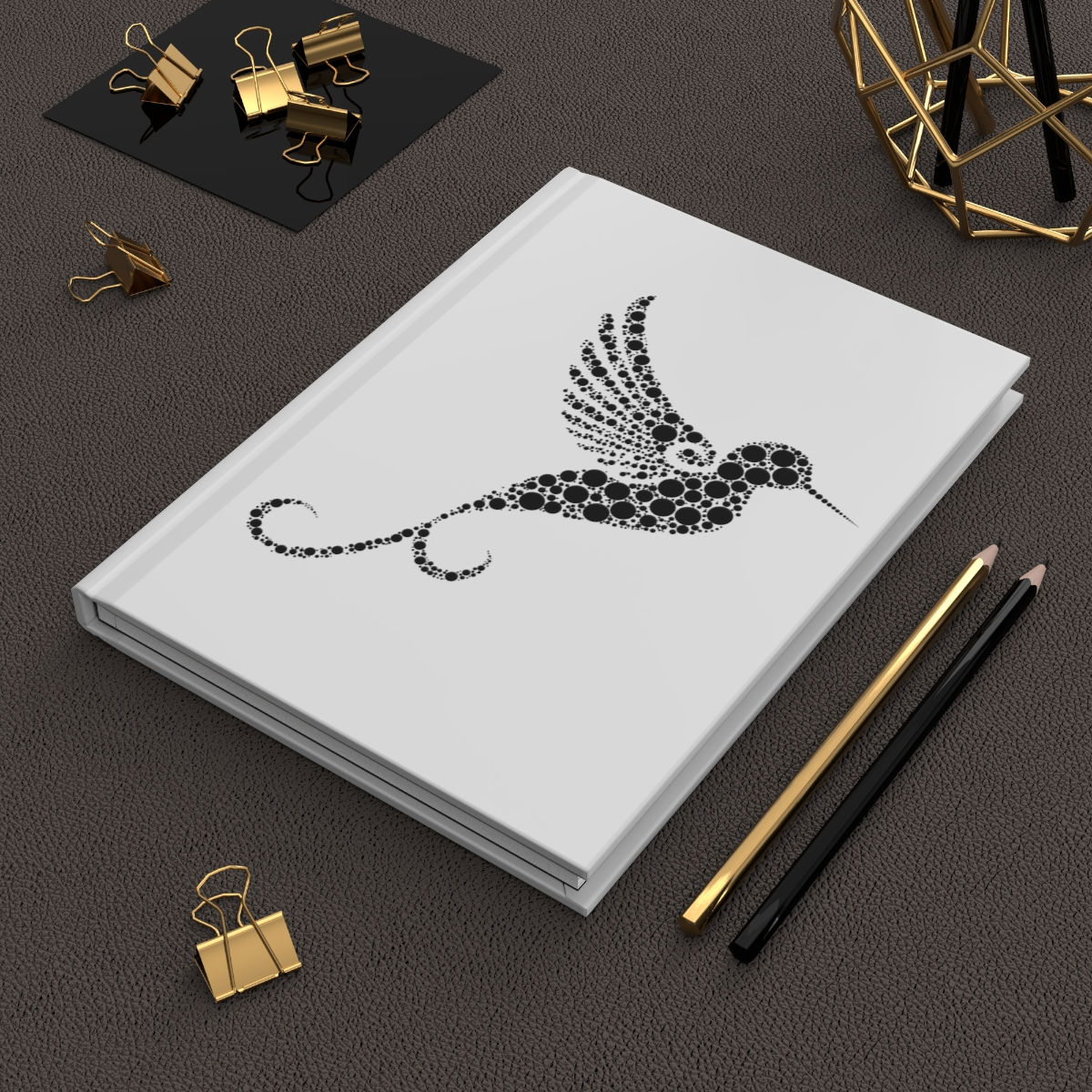 Hardcover Journal Matte Hummingbird Black and White