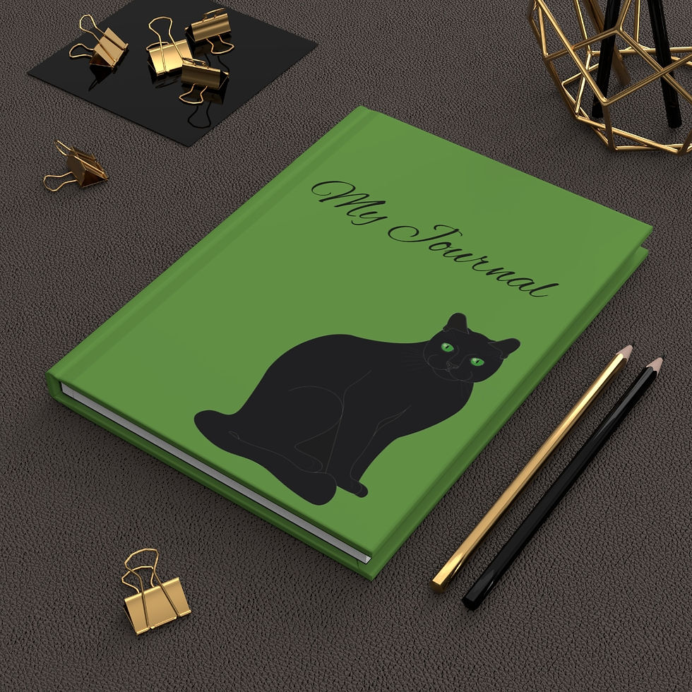 Thumbnail: Hardcover Journal Matte Black Cat 2 in Green