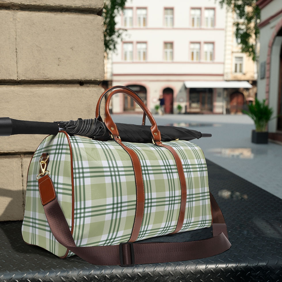 Thumbnail: Waterproof Light Green Plaid Bag 