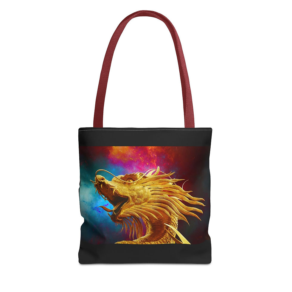 Thumbnail: Golden Dragon Tote Bag - Eco-Friendly Carry All for Fantasy Lovers