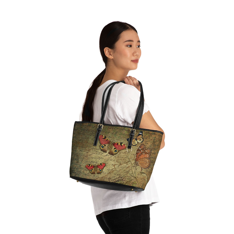 Thumbnail: Leather Shoulder Bag Old Style Butterflies
