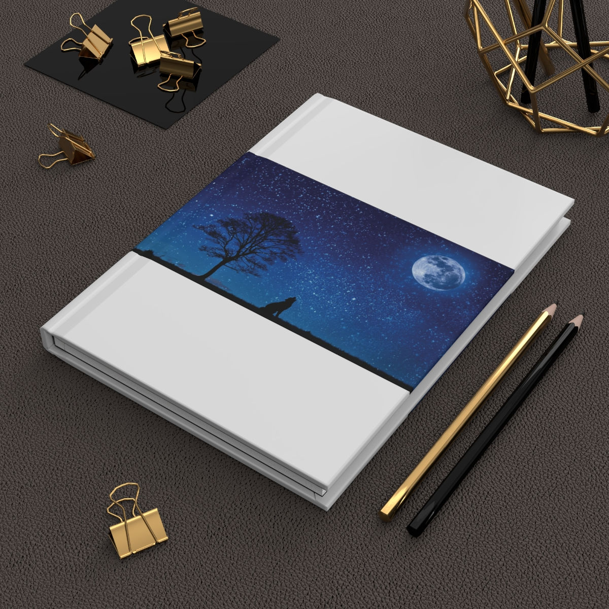 Hardcover Journal Matte Wolf Howling at the Moon
