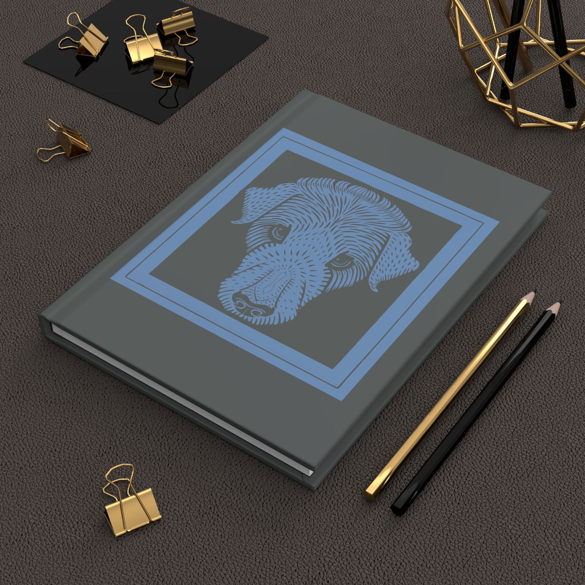 Hardcover Journal Matte Dog in Dark Grey