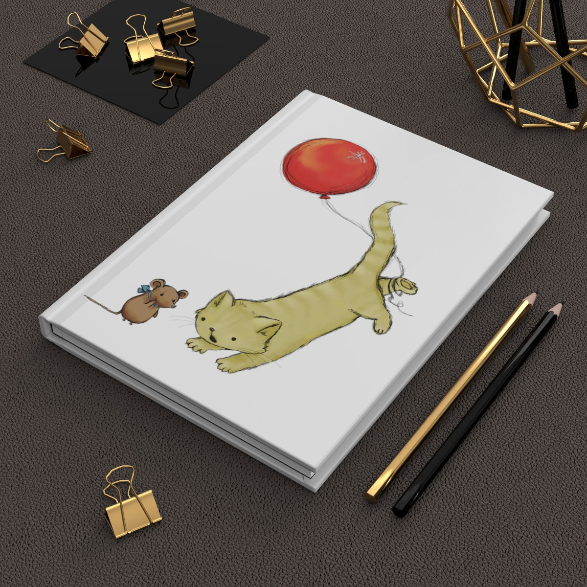 Hardcover Journal Matte Kitten and Mouse