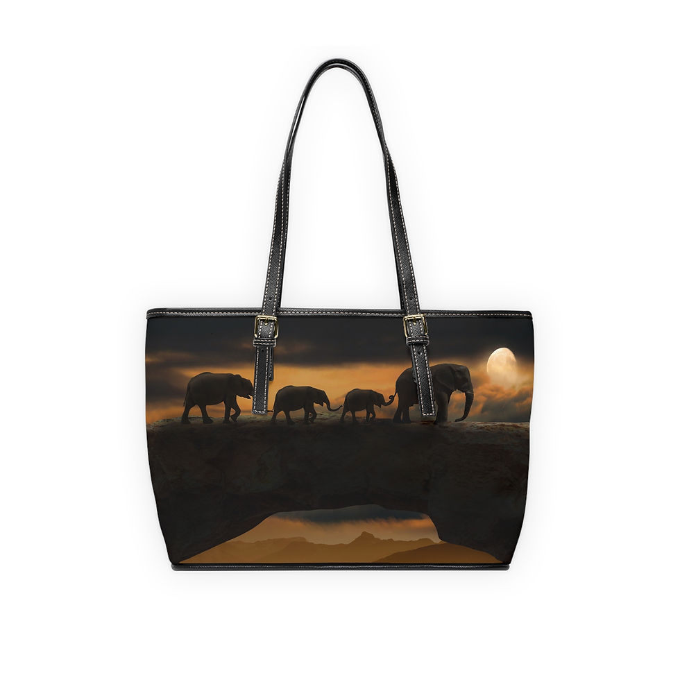 Thumbnail: Leather Shoulder Bag Elephant Family