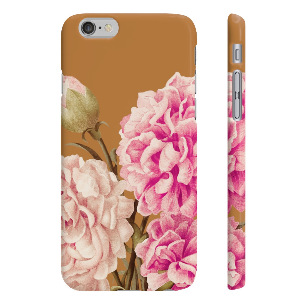 Slim Phone Cases flowers on Light brown