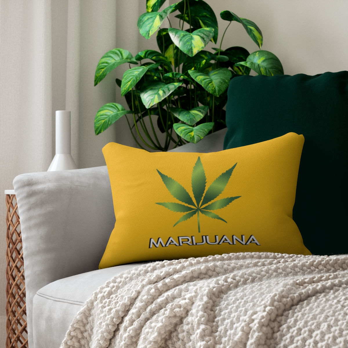 Lumbar Pillow Marijuana in Yellow