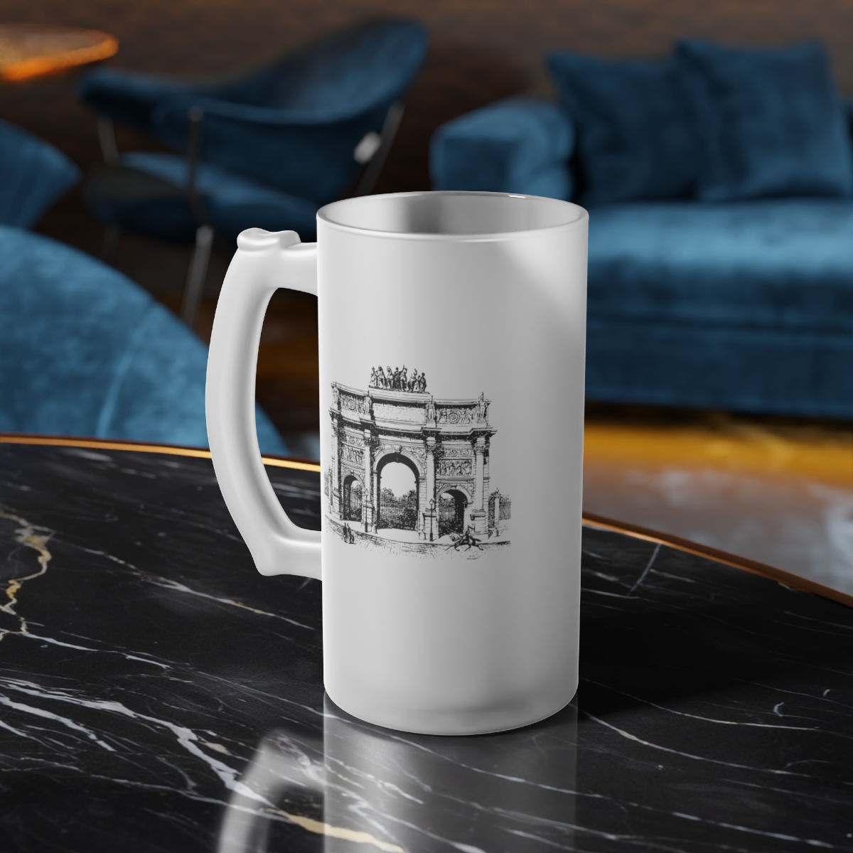 Frosted Glass Beer Mug Ace - De - Triomphe
