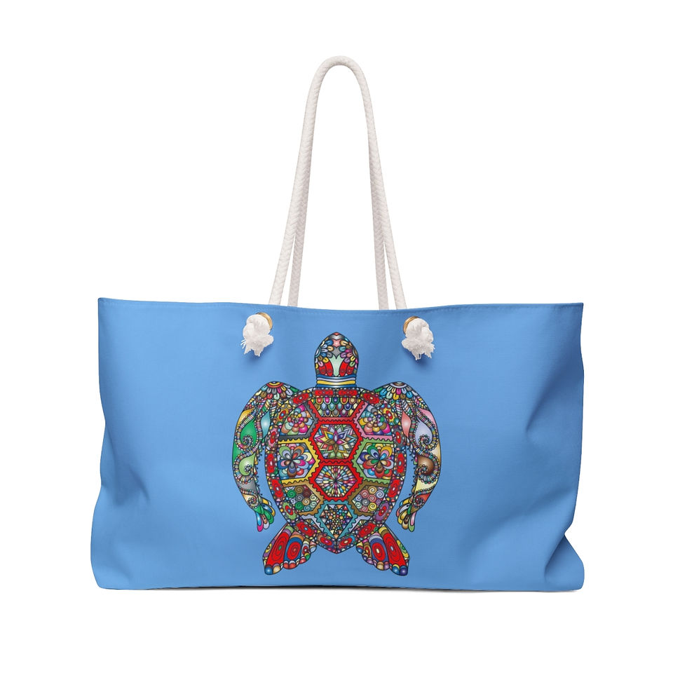 Weekender Bag Sea Turtle in Light Blue