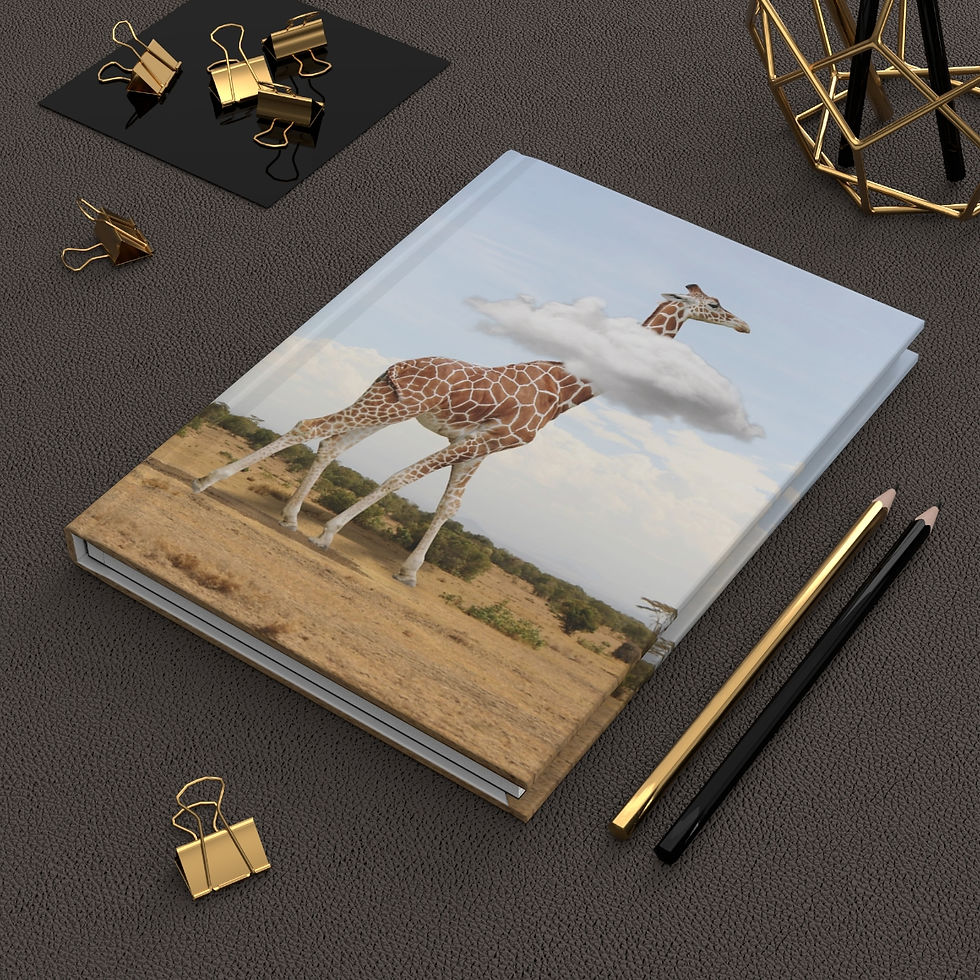 Hardcover Journal Matte Giraffe in the Clouds