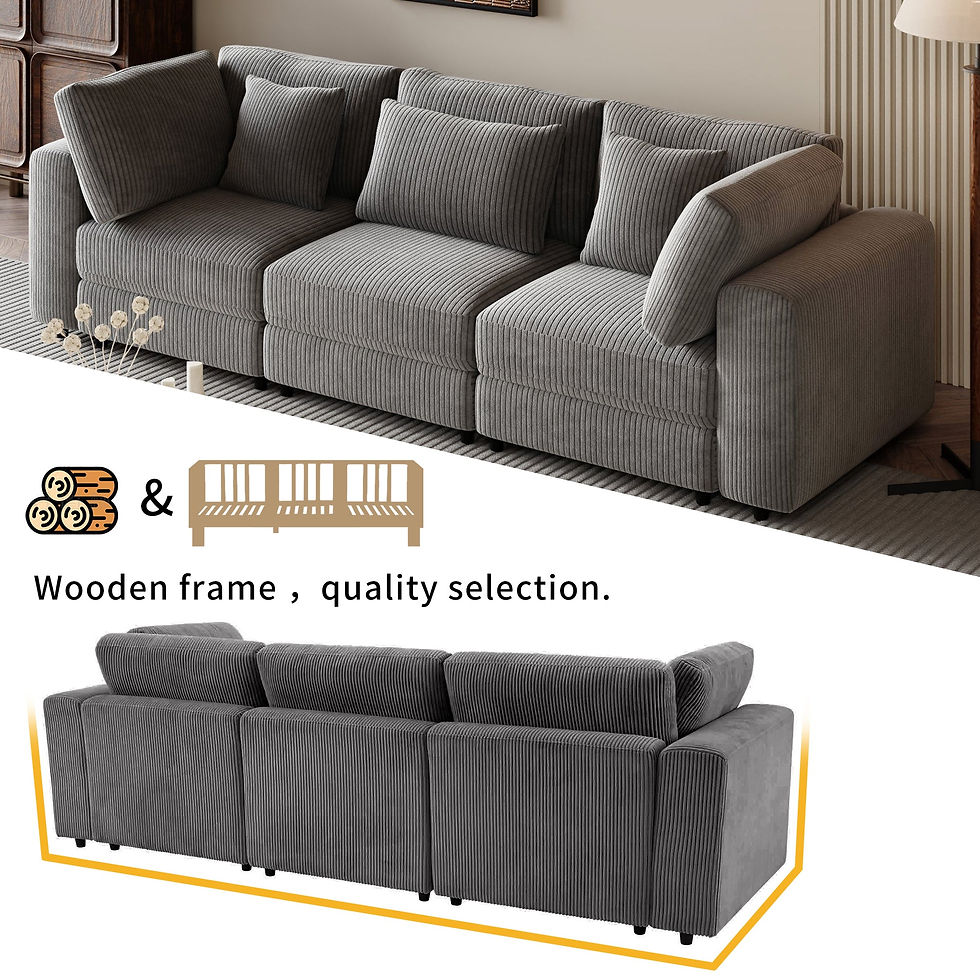 Thumbnail: 105'' 3 Seater Sofa With Removable Back Cushions and 5 Pillows