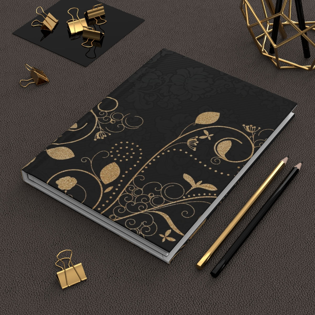 Hardcover Journal Matte Black and Gold