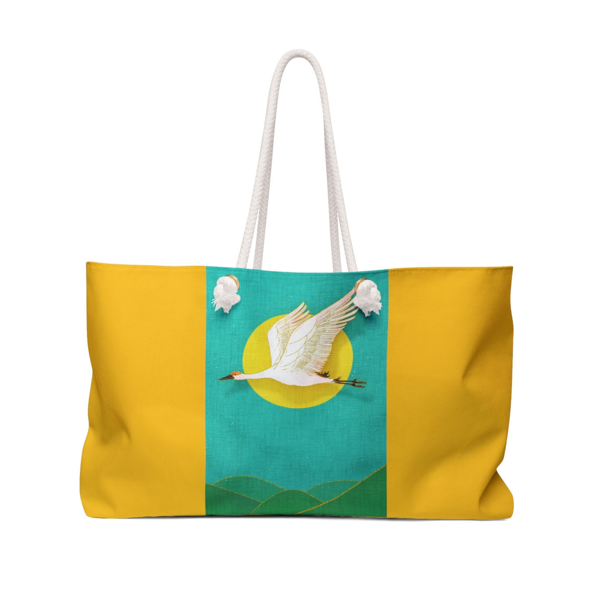 Weekender Bag Flying Crane in Dark Yellow